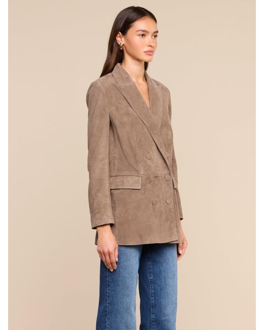 L'Agence Brown Aimee Oversized Suede Blazer