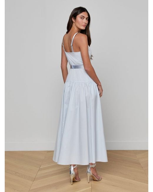 L'Agence Blue Rima Belted Midi Dress
