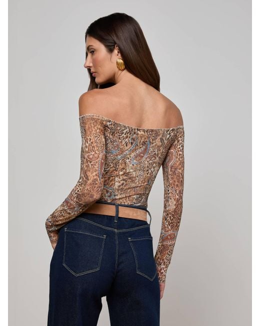 L'Agence Blue 'Agence Peonie Off-The-Shoulder Bodysuit