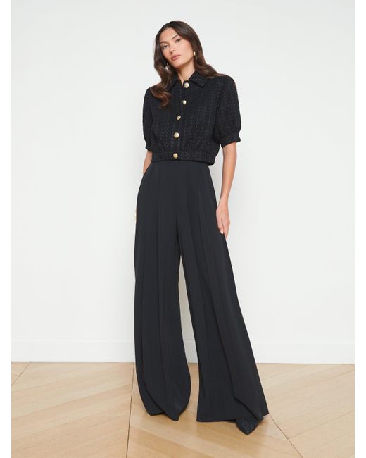L'Agence Black Cove Cropped Tweed Jacket