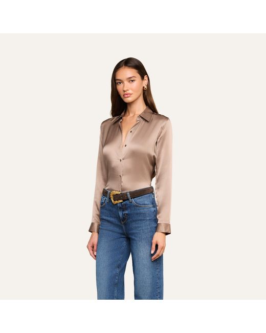 L'Agence Brown Tyler Silk Blouse Top