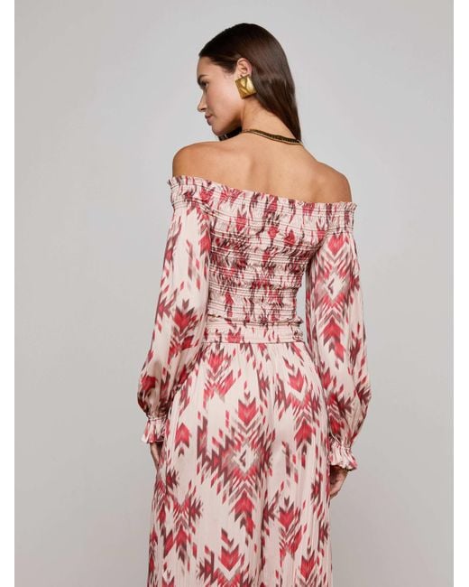 L'Agence Red Graciela Off-Shoulder Top