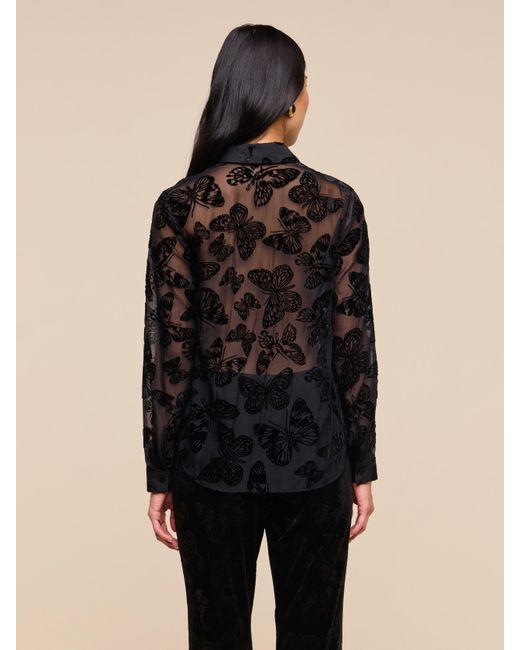 L'Agence Blue Laurent Velvet Blouse Top