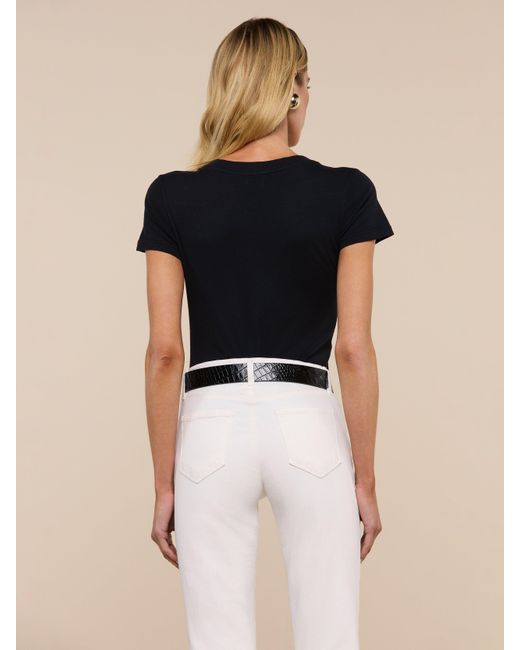L'Agence Blue Becca Cotton V-neck Tee