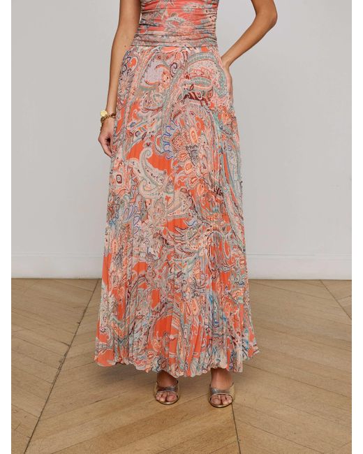 L'Agence Multicolor Torin Pleated Maxi Skirt
