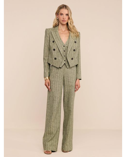 L'Agence Green Lila Linen-Blend Blazer