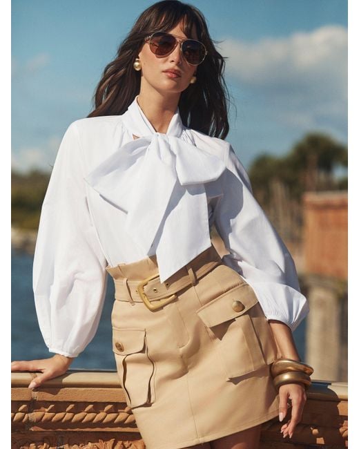 L'Agence Natural Deon Tie-Neck Blouse Top
