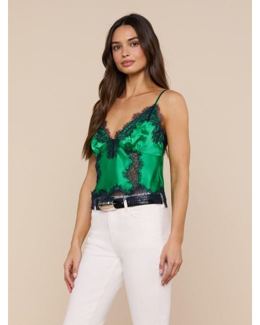 L'Agence Green Kimber Silk Lace Camisole