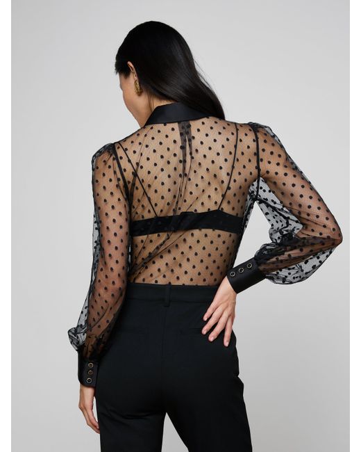 L'Agence Black Sophie Long-Sleeved Blouse Top