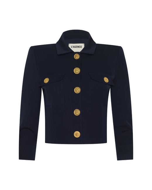 L'Agence Blue Kumi Cropped Jacket