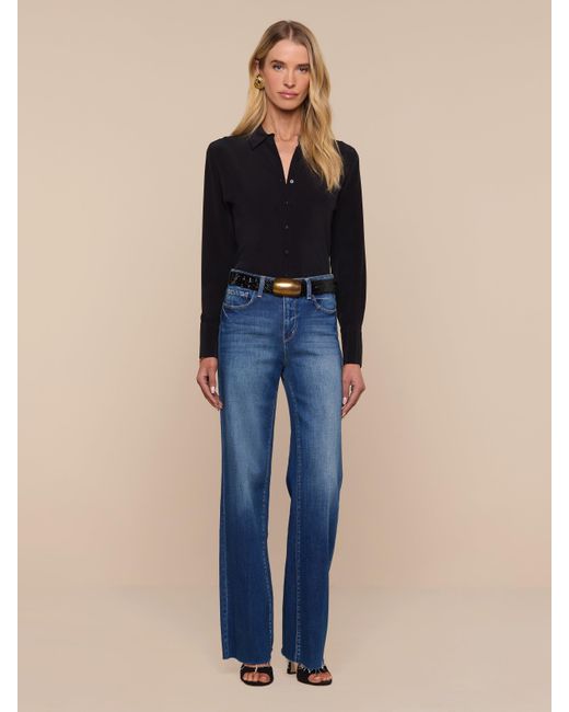 L'Agence Blue 'Agence Babette Silk Blouse Top