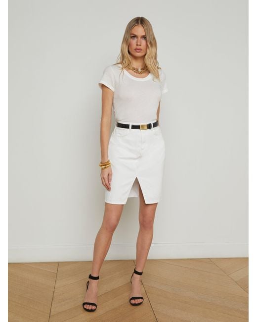 L'Agence White Tylee Denim Skirt