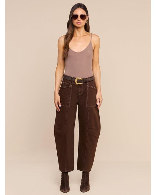 L'Agence Brown Cody Cropped Barrel-Leg Jean