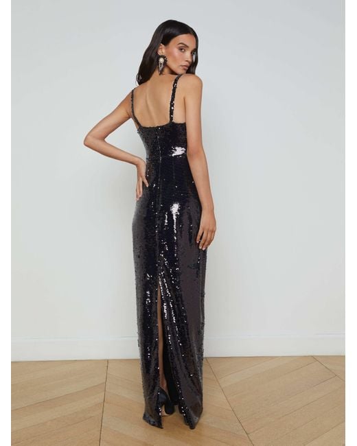 L'Agence White Karma Sequin Maxi Dress
