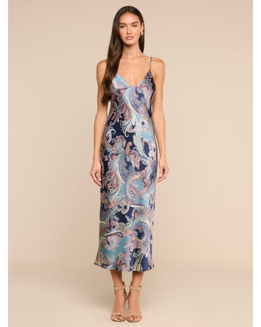 L'Agence Blue Seridie Silk Slip Dress