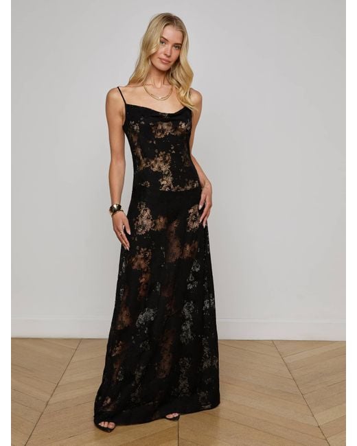 Robe Longue En Dentelle Bettie, Noir L'Agence en coloris Black