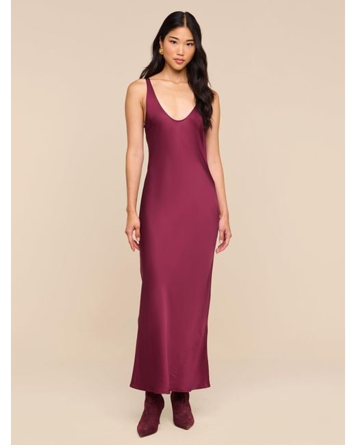 L'Agence Pink Akiya Satin Maxi Dress