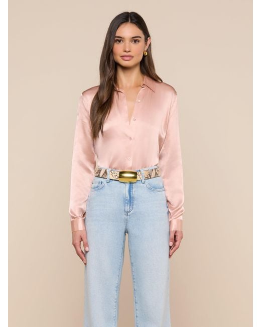 L'Agence Blue Tyler Silk Blouse Top