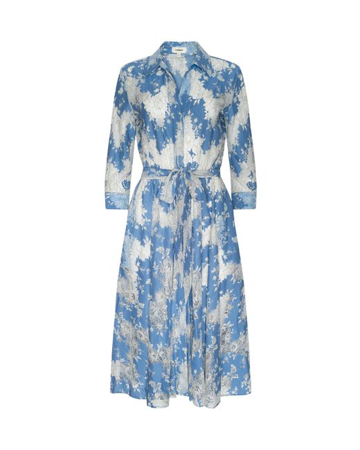 L'Agence Blue Ralphie Lace Midi Dress