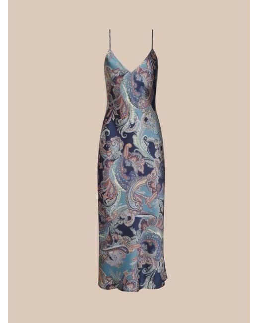 L'Agence Blue Seridie Silk Slip Dress