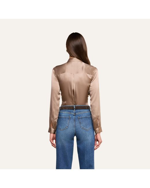 L'Agence Brown Tyler Silk Blouse Top