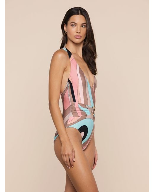 L'Agence Natural Lisa Plunge One-Piece Swimsuit