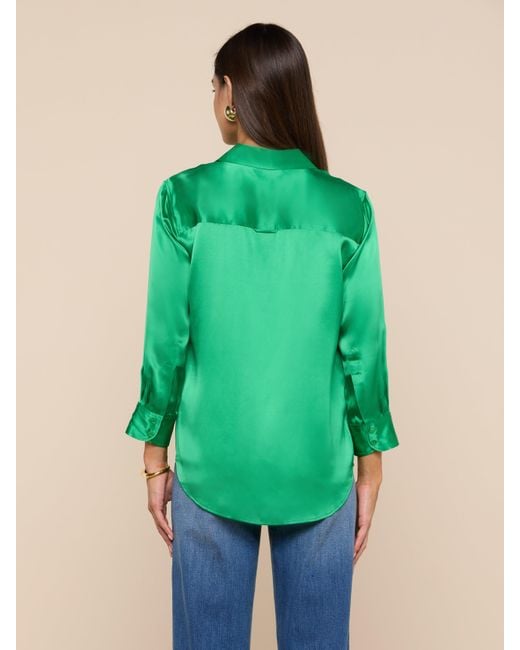 L'Agence Green 'Agence Dani Silk Blouse Top
