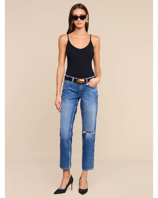 L'Agence Blue Nevia Slouchy Straight-Leg Jean
