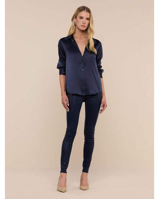 L'Agence Blue Dani Silk Blouse