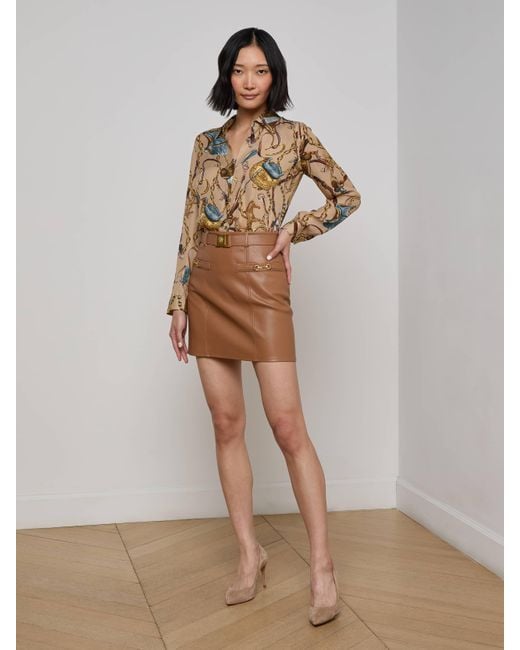 L'Agence Multicolor Yvette Vegan Leather Mini Skirt