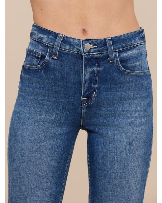 L'Agence Blue Kendra Cropped Flare Jean