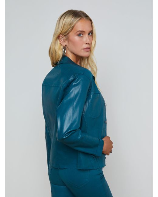 L'Agence Blue Janelle Coated Denim Jacket