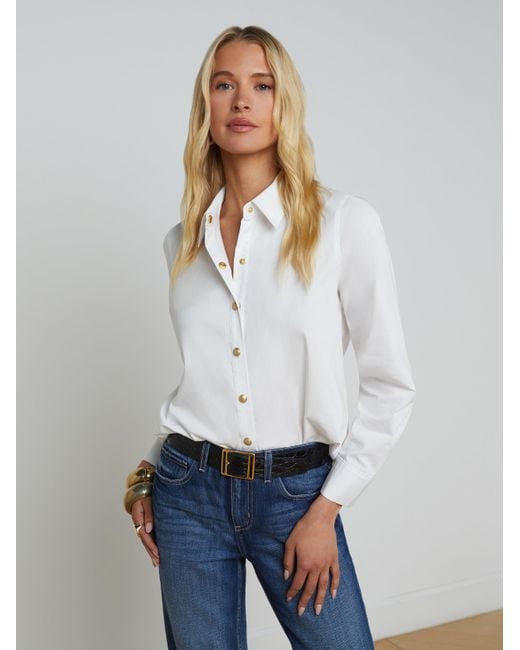 L'Agence White Ellery Button-Down Shirt