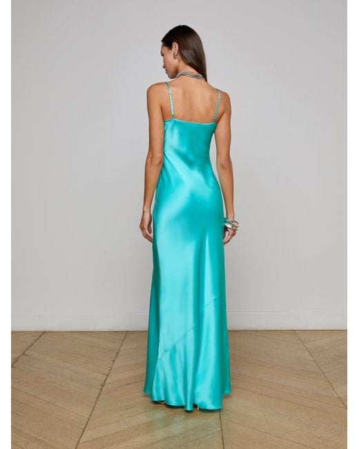 L'Agence Blue Charmaine Silk Gown