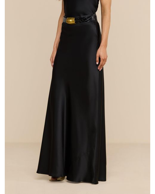 L'Agence Black Ryker Waistband Silk Skirt
