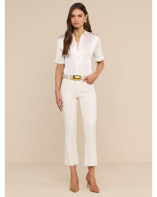 L'Agence White Ellah Short Sleeve Blouse