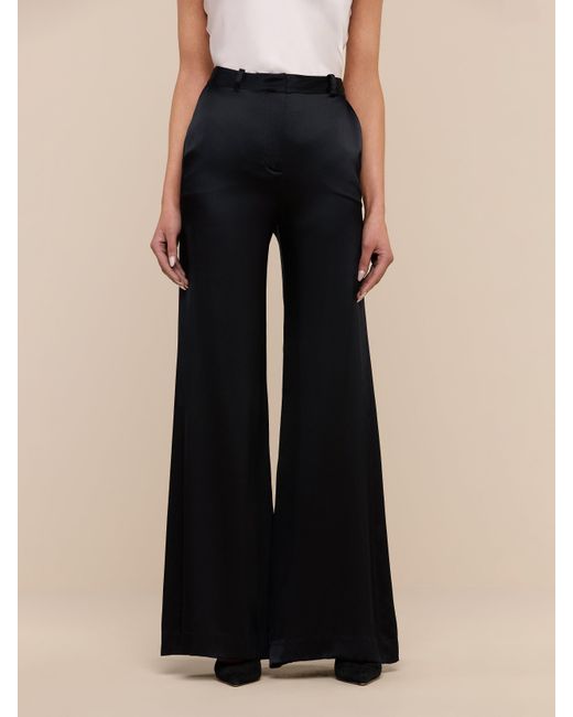 L'Agence Black Pilar Silk Wide-leg Pant