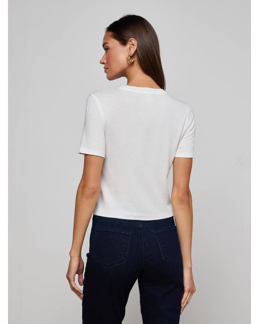 L'Agence White 'Agence Stormy Cropped Cotton T-Shirt