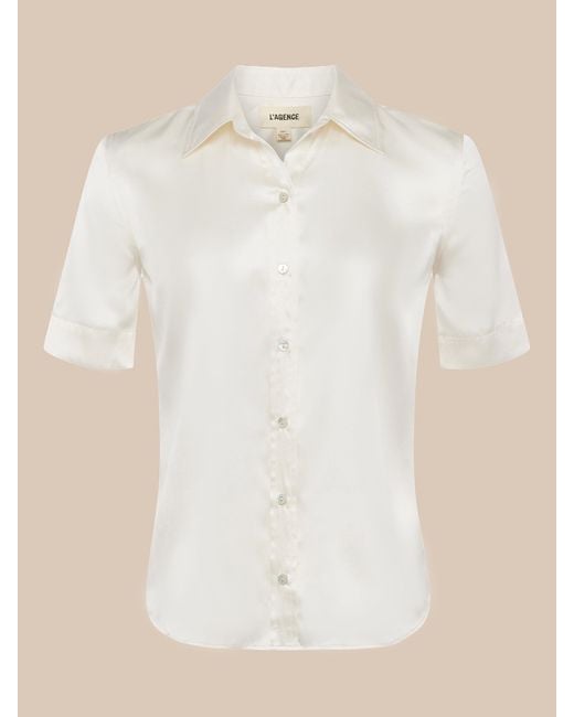 L'Agence White Ellah Short Sleeve Blouse