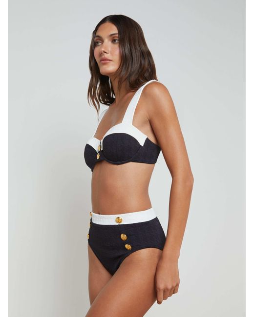 Bas De Bikini Taille Haute Vanessa En Noir/Blanc L'Agence en coloris White