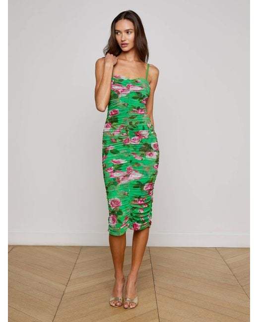 L'Agence Green Caprice Midi Dress
