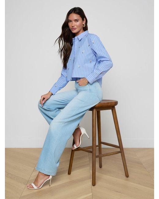 L'Agence Blue Cosette Sequined Shirt