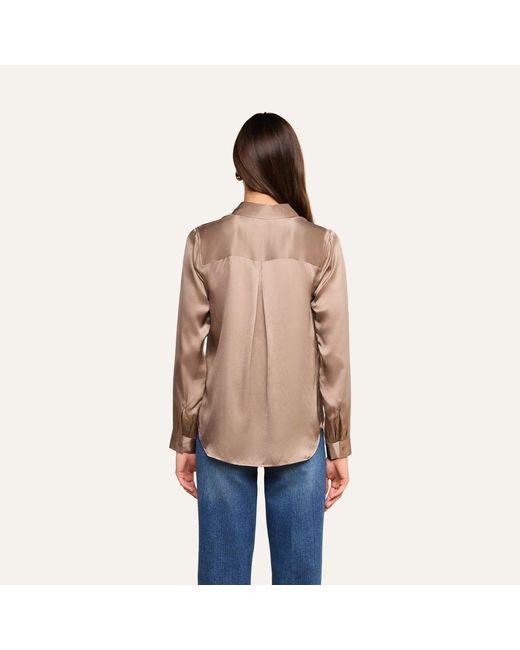 L'Agence Brown Tyler Silk Blouse Top