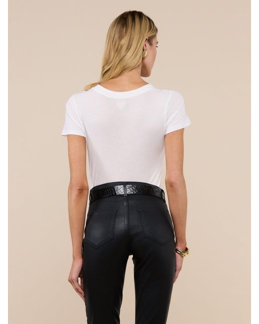 L'Agence White Becca Cotton V-neck Tee