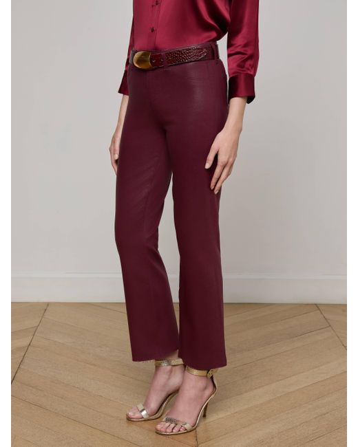 Jean 7/8 Évasé En Denim Enduit Kendra, Enduit Bordeaux Foncé L'Agence en coloris Red