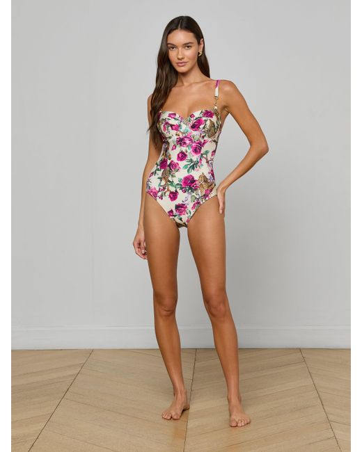 L'Agence Multicolor Amie Bandeau One-Piece Swimsuit