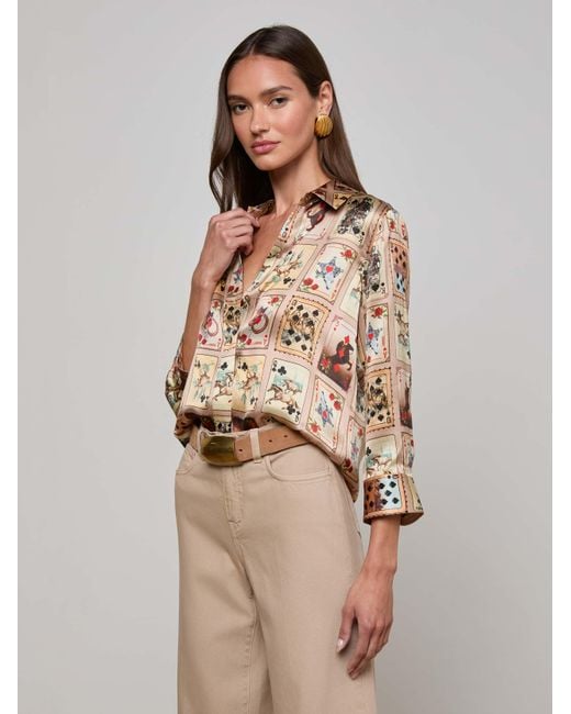 Chemisier En Soie Dani, À Imprimé Cartes À Jouer Style Western L'Agence en coloris Natural