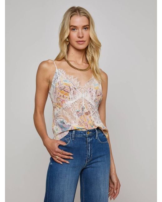 L'Agence Blue Kilah Silk Lace Camisole