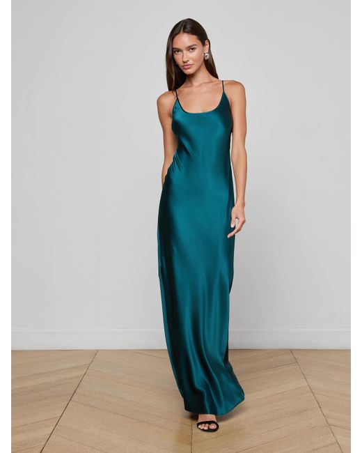 L'Agence Blue Charmaine Silk Gown