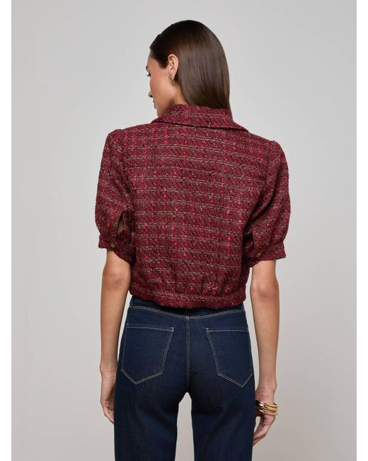 L'Agence Red Cove Cropped Tweed Jacket